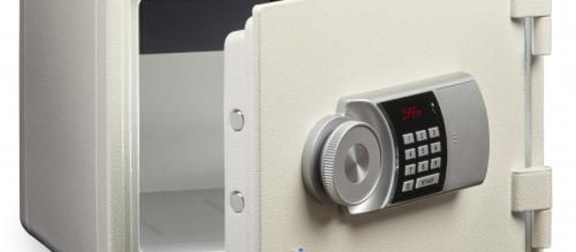 LOCKTECH Compact small fire resistant safes - model M015 white